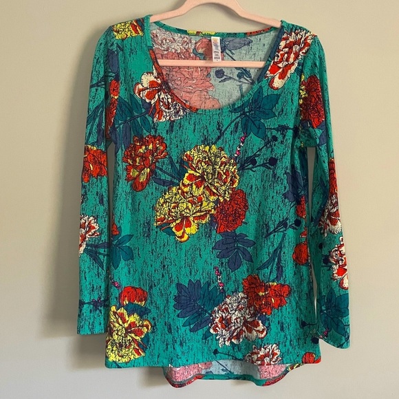 Lularoe Tops - Lularoe Bright Floral Lynnae Long Sleeve T-Shirt